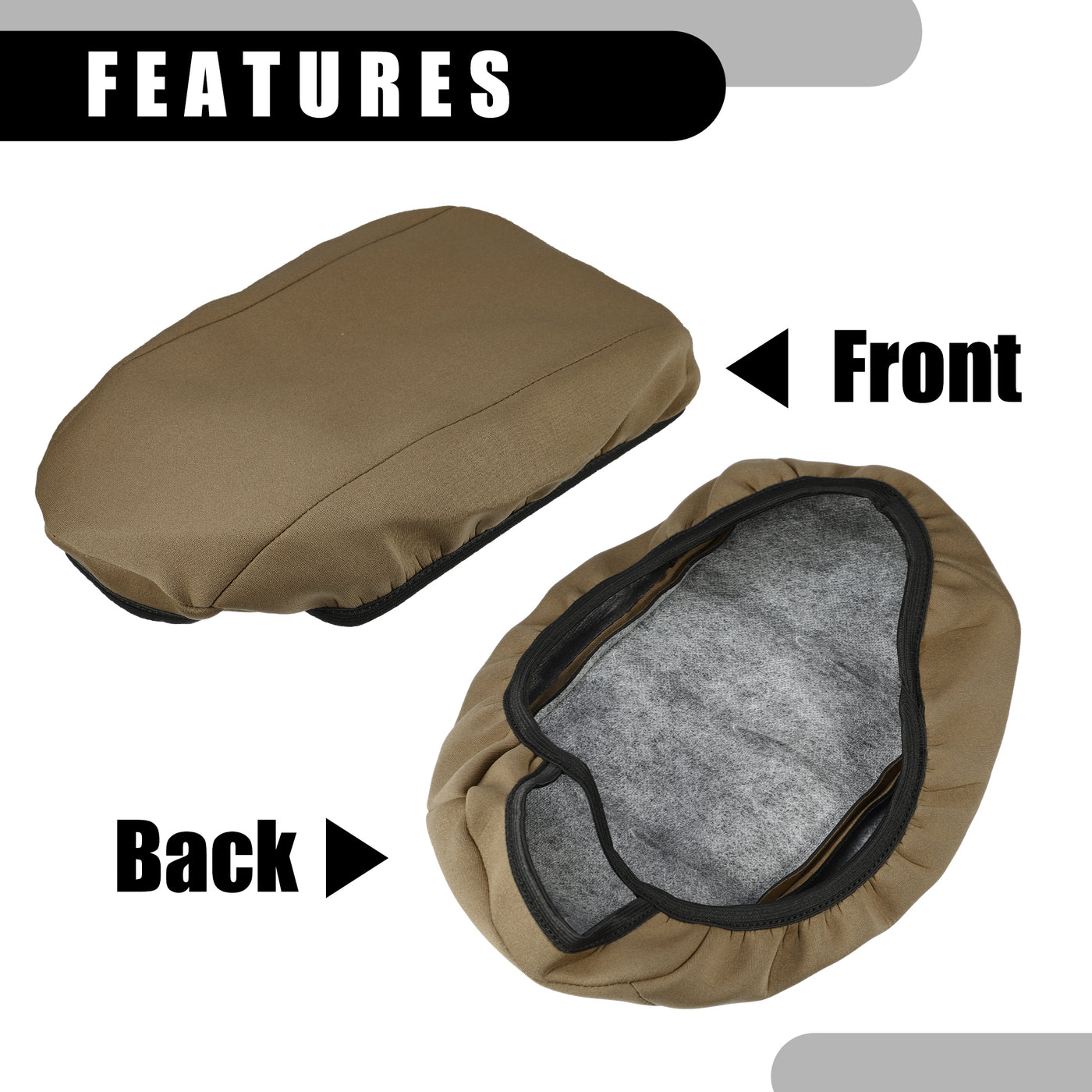 Partuto Center Console Seat Armrest Cover - Car Inner Seat Armrest Lid Storage Covers Trim - for Ford Escape 2017-2019 Neoprene Fabric Brown - 1 Pc