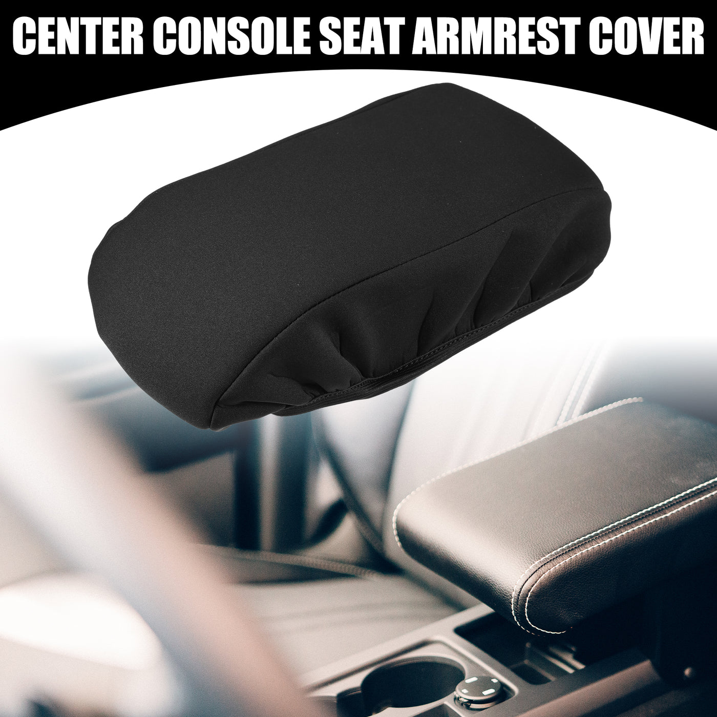 Partuto Center Console Seat Armrest Cover - Car Inner Seat Armrest Lid Storage Covers Trim - for Ford Escape 2020-2023 Neoprene Fabric Black - 1 Pc