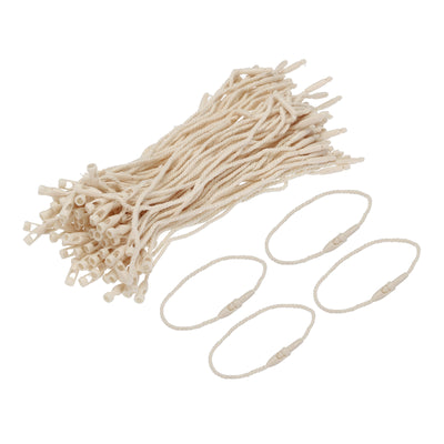 Harfington Polyester Rope Hang Tag String Snap Lock 120mm,1mm 100 Pcs,Beige