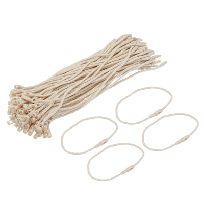 Harfington Polyester Rope Hang Tag String Snap Lock 190mm,1.5mm 100 Pcs,Beige