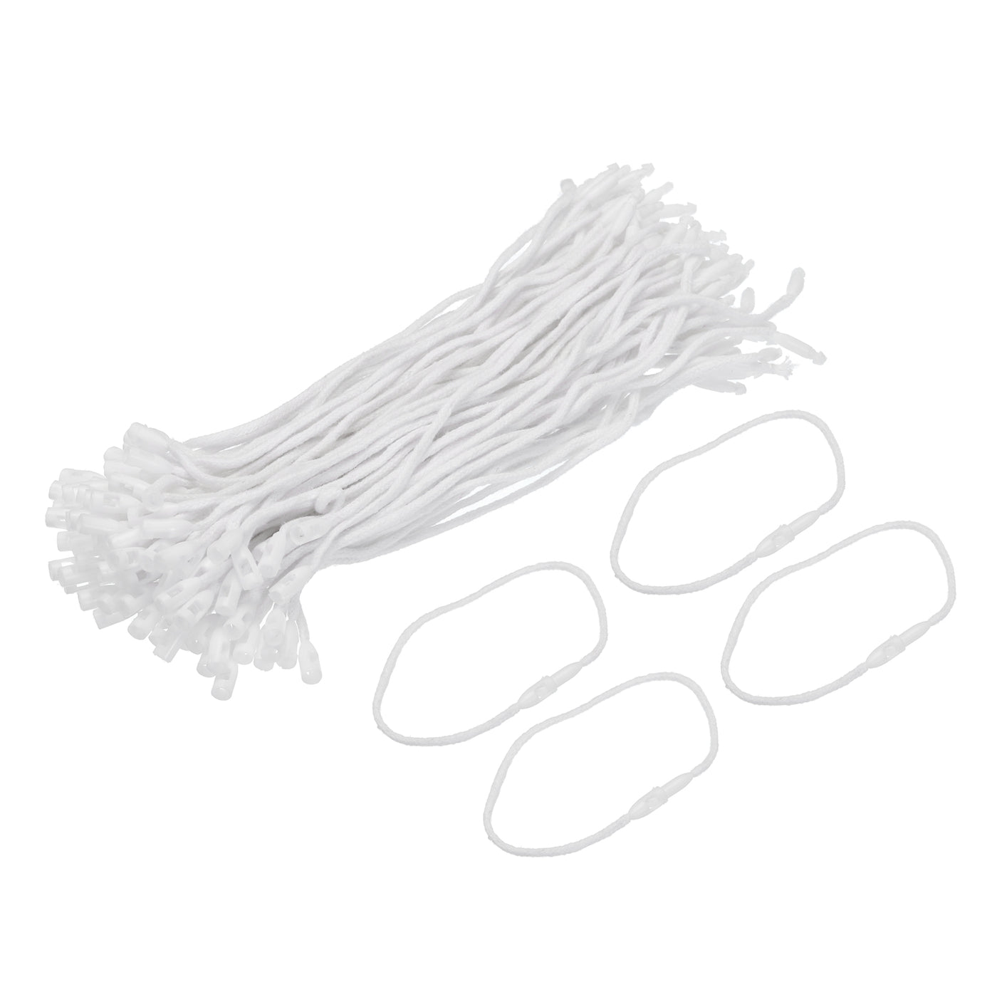 Harfington Polyester Rope Hang Tag String Snap Lock 190mm,1.5mm 100 Pcs,White