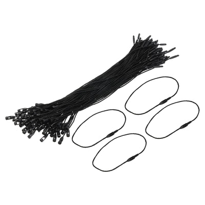 Harfington Polyester Rope Hang Tag String Snap Lock 190mm,0.6mm 100 Pcs,Black