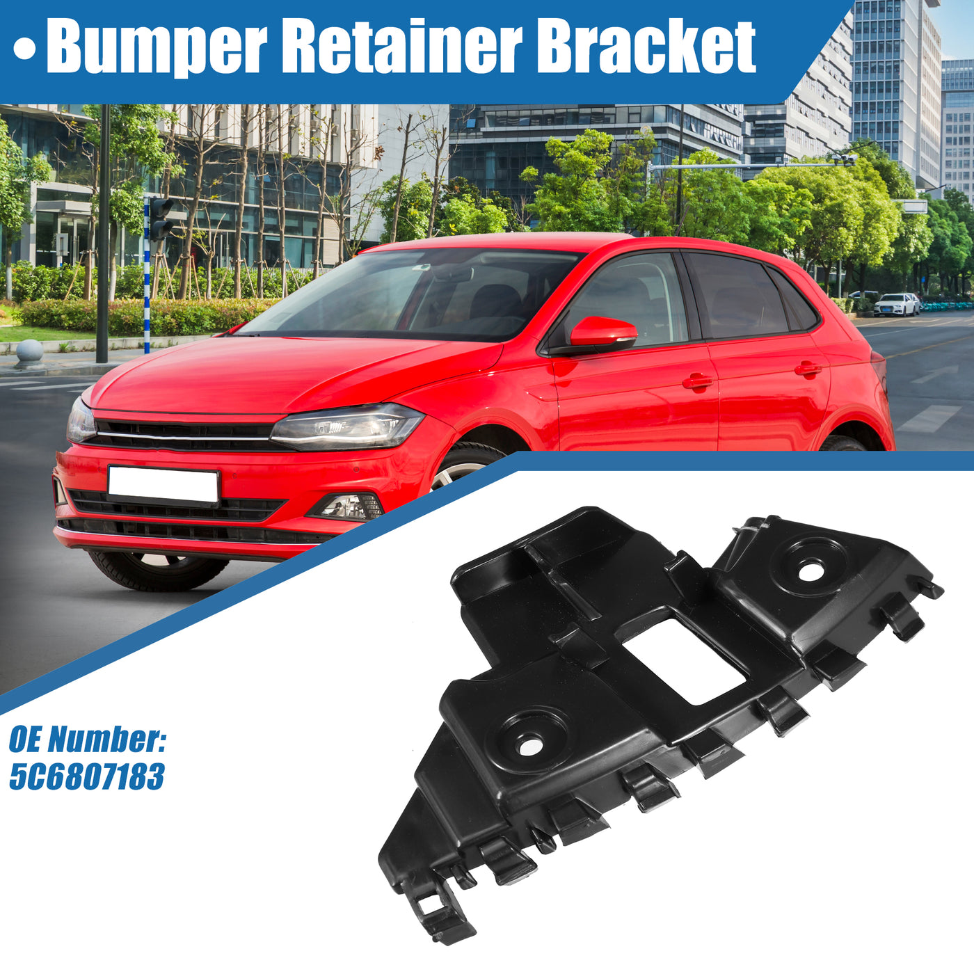 A ABSOPRO Front Bumper Bracket No.5C6807183 Left Driver Side Bumper Bracket Replacement for Volkswagen Jetta 2011-2014 Plastic Black