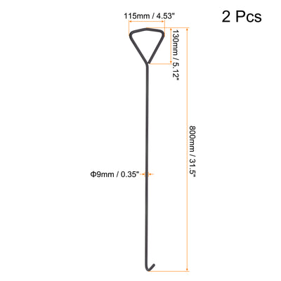 Harfington 2pcs 31.5" Manhole Hook for Manhole Covers Storm Drain Cover Carbon Steel Black