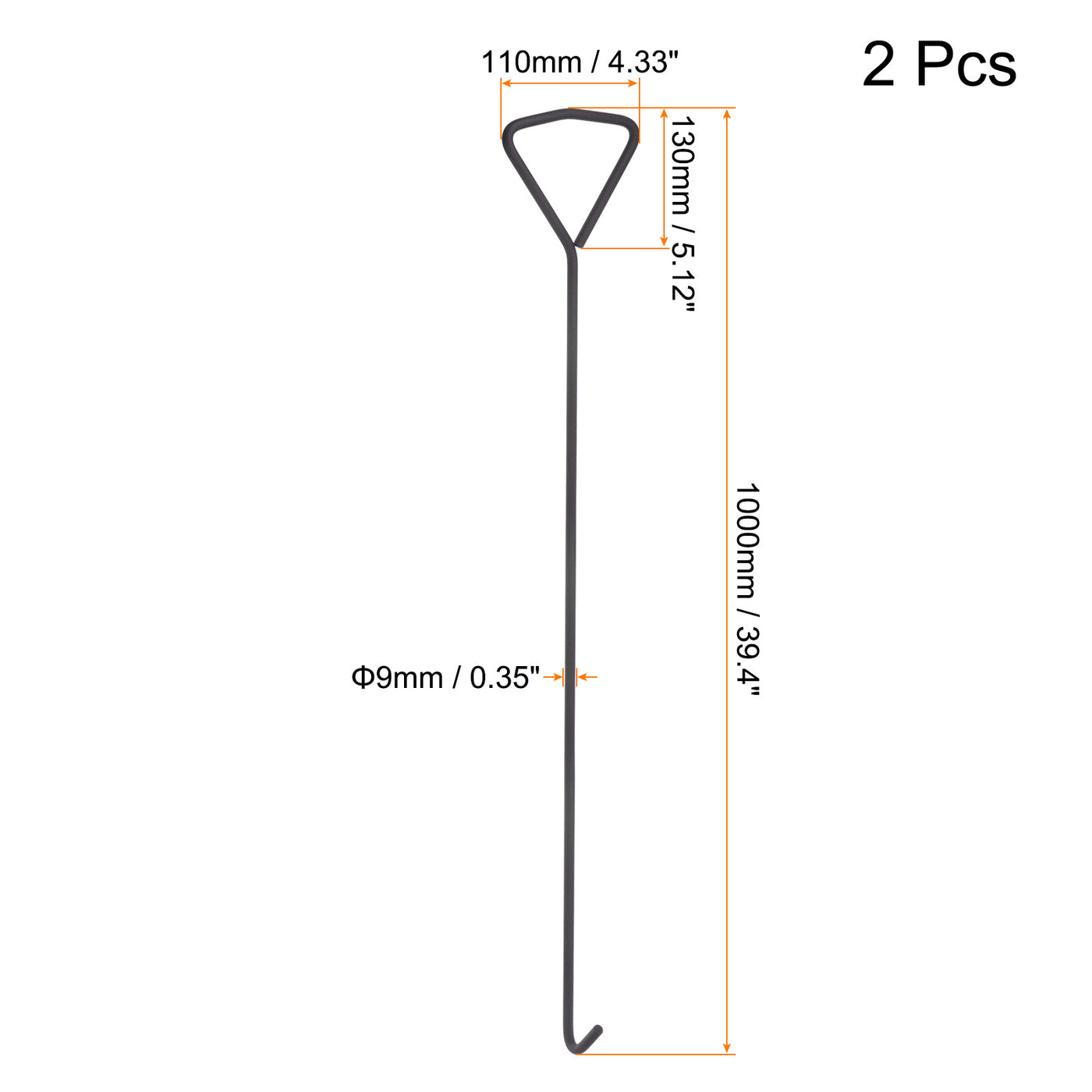 Harfington 2pcs 39.4" Manhole Hook for Manhole Covers Storm Drain Cover Carbon Steel Black