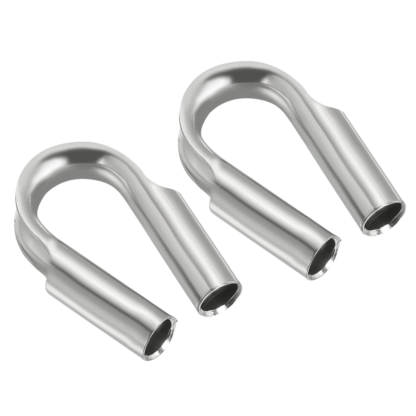 Harfington 1/4"/ 6mm Wire Rope Tube Thimble, 2 Pack 304 Stainless Steel Rope Thimbles for Towing Rigging, Silver