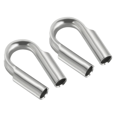 Harfington 1/4"/ 6mm Wire Rope Tube Thimble, 2 Pack 304 Stainless Steel Rope Thimbles for Towing Rigging, Silver