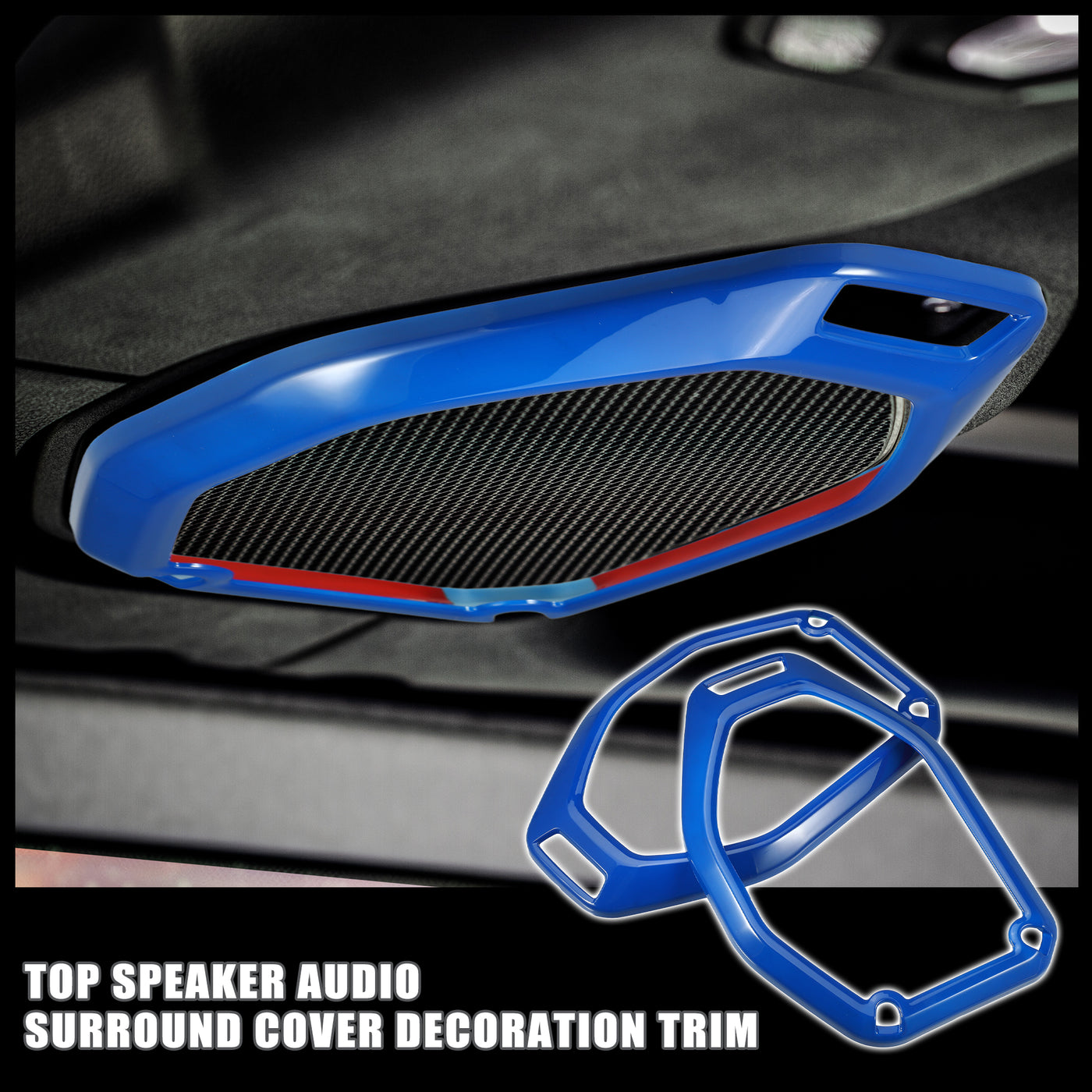 X AUTOHAUX 1 Set Blue Top Speaker Audio Surround Cover Decoration Trim for Jeep Wrangler JL JLU Gladiator JT 2018-2023