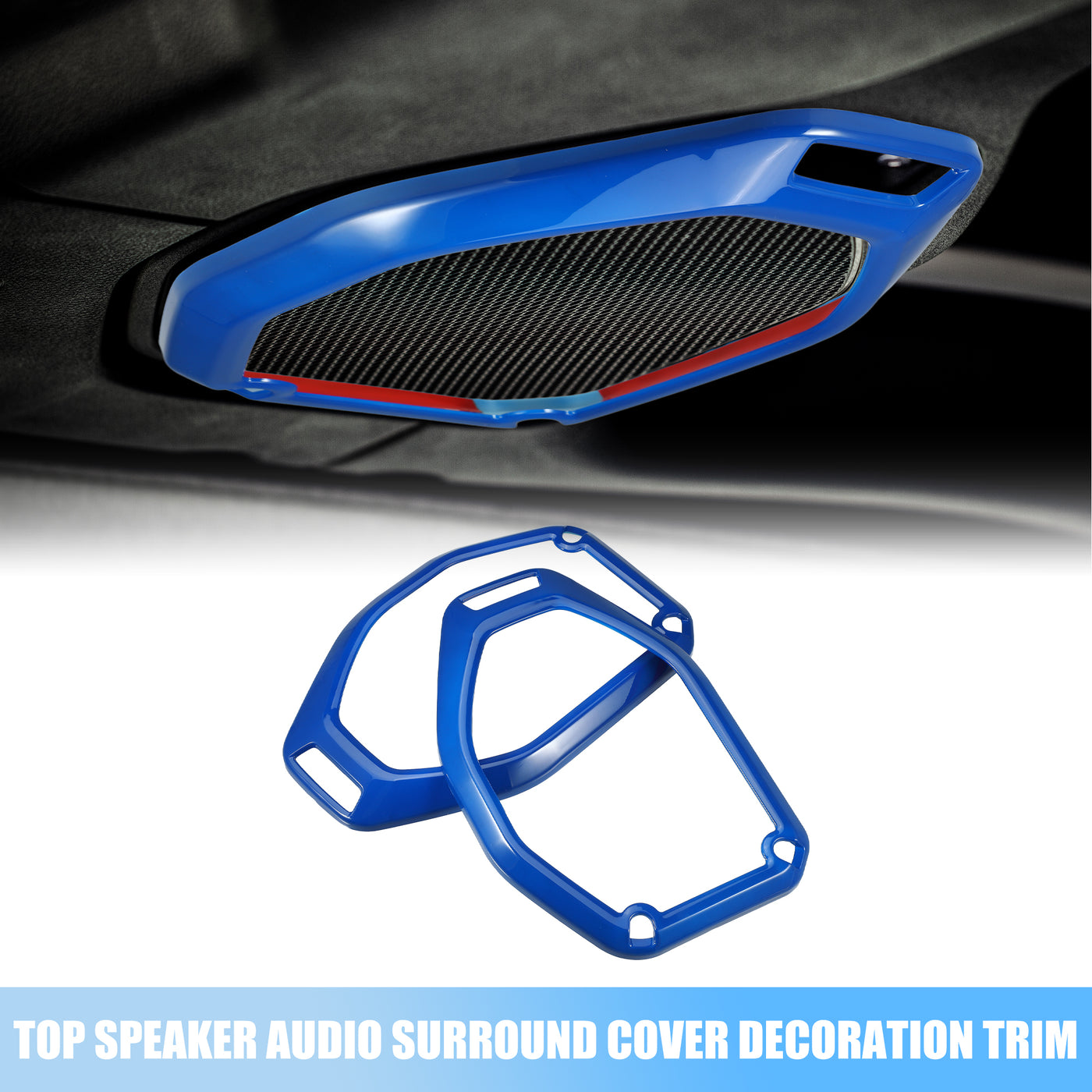 X AUTOHAUX 1 Set Blue Top Speaker Audio Surround Cover Decoration Trim for Jeep Wrangler JL JLU Gladiator JT 2018-2023