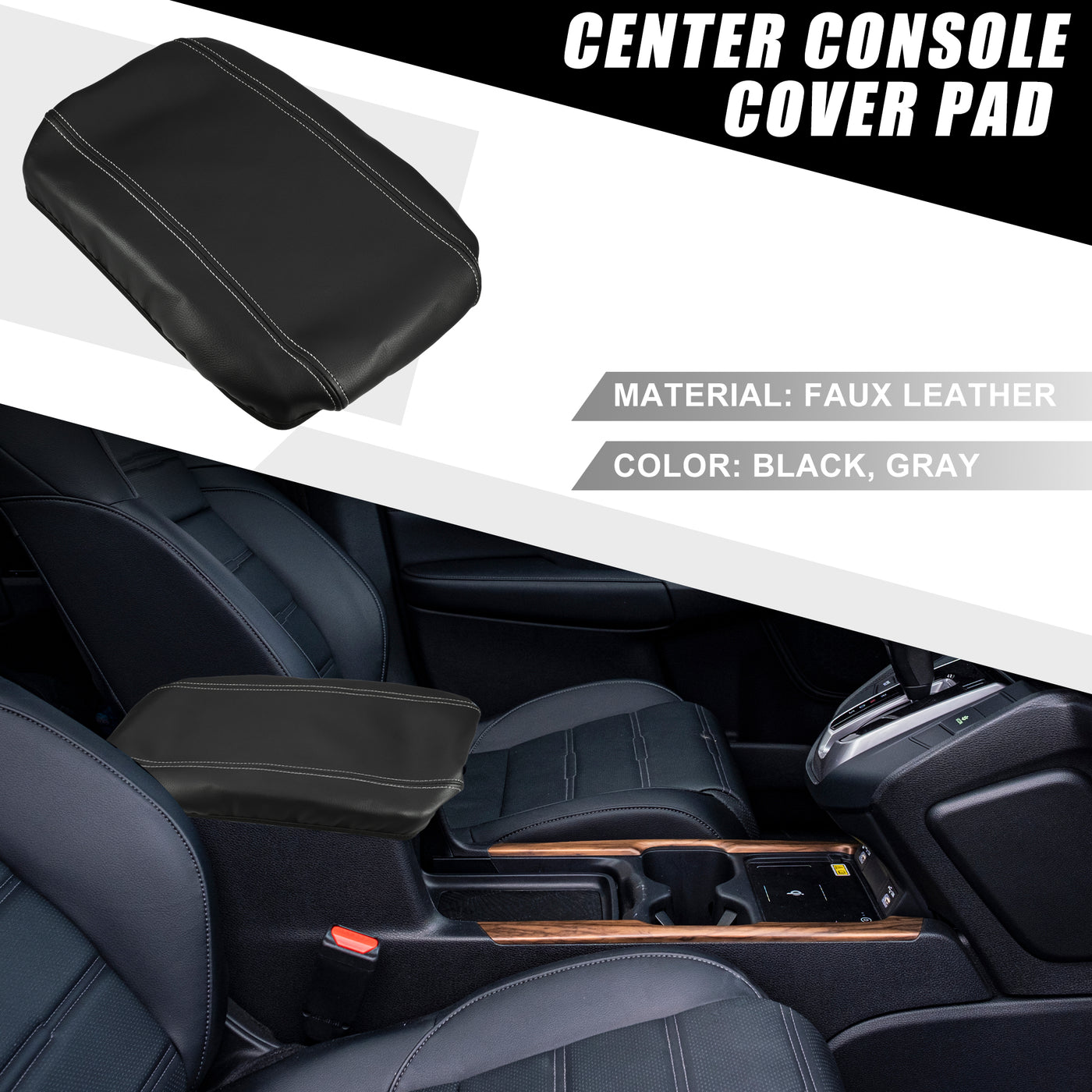 A ABSOPRO Car Center Console Seat Armrest Cover Interior Protective Lid Storage Covers Trim for Toyota Venza 2021-2023 Black Gray