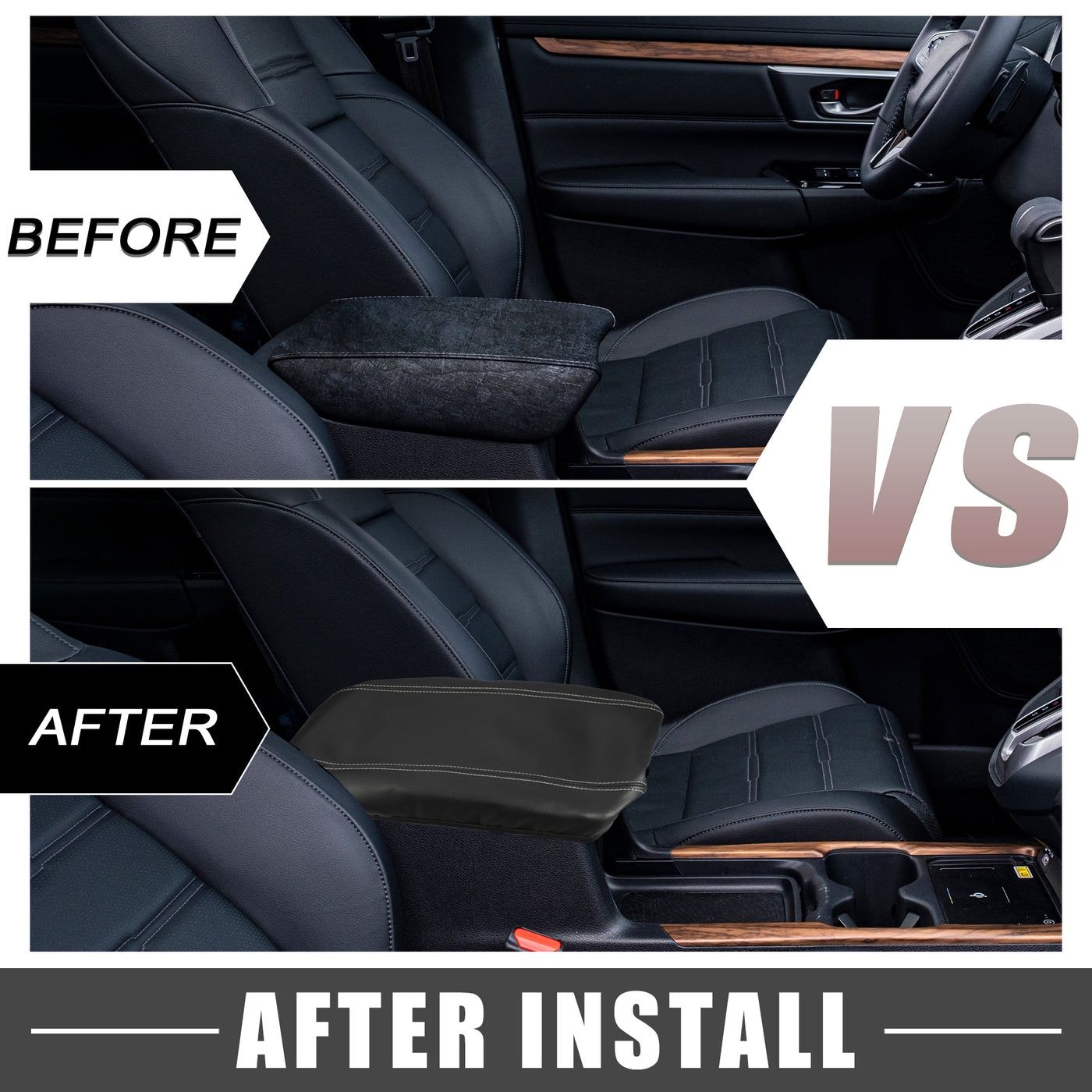 A ABSOPRO Car Center Console Seat Armrest Cover Interior Protective Lid Storage Covers Trim for Toyota Venza 2021-2023 Black Gray