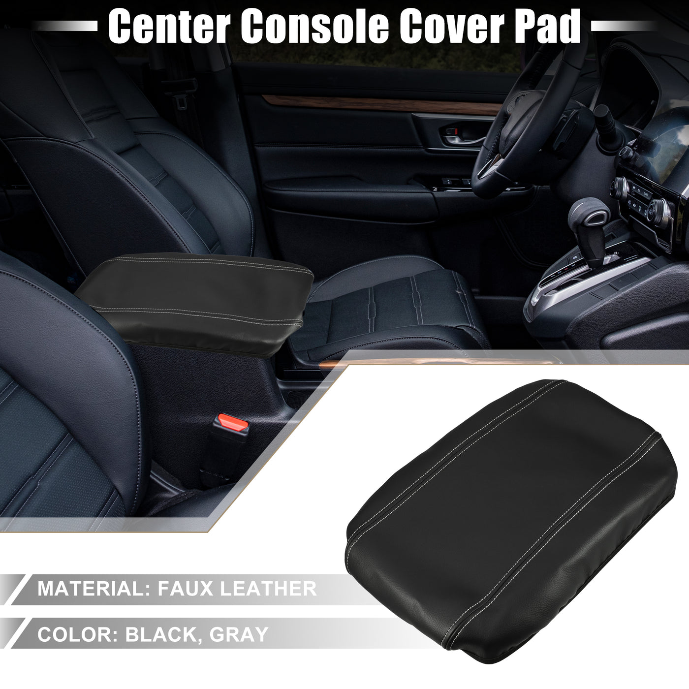 A ABSOPRO Car Center Console Seat Armrest Cover Interior Protective Lid Storage Covers Trim for Toyota Venza 2021-2023 Black Gray