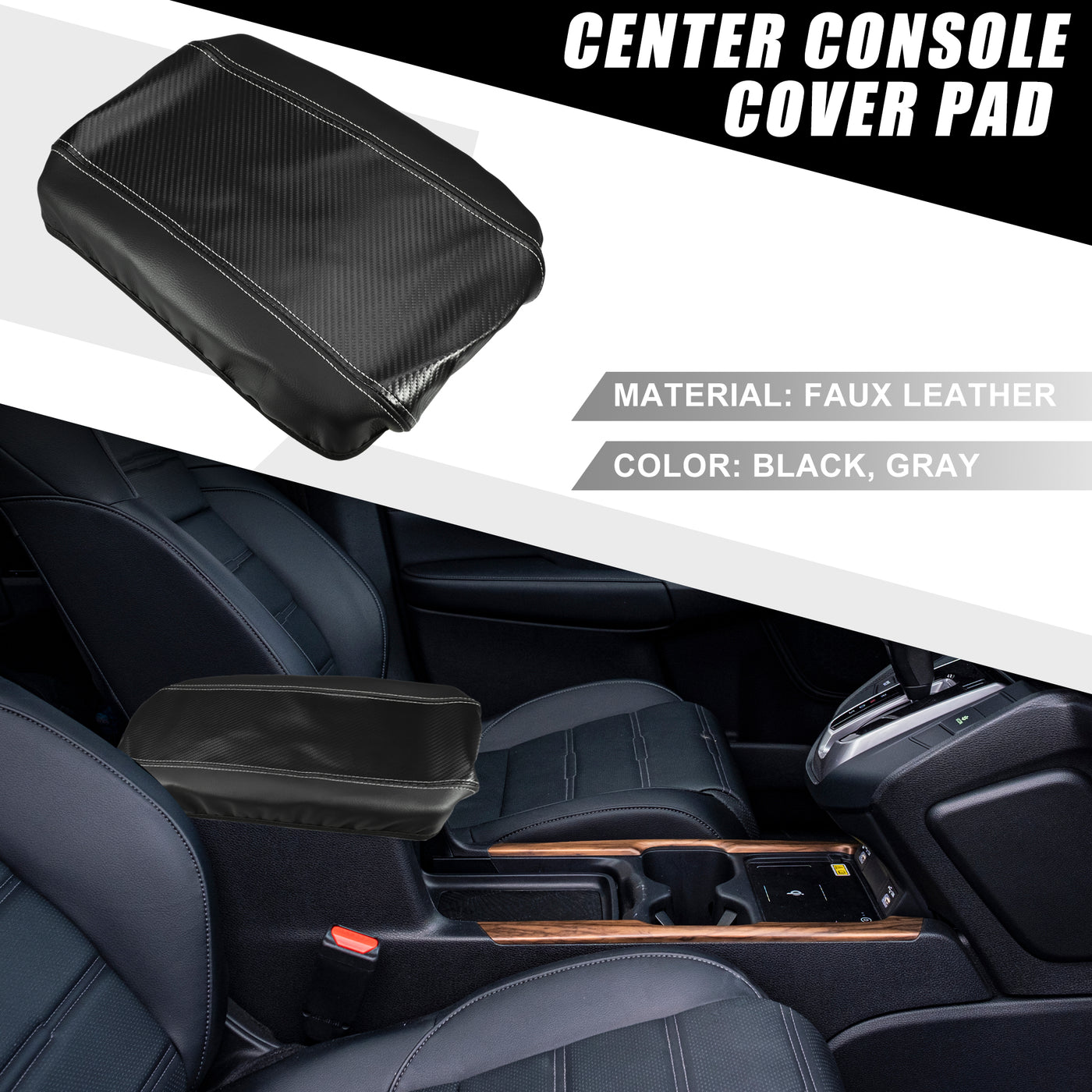 A ABSOPRO Car Center Console Seat Armrest Cover Interior Protective Lid Storage Covers Trim for Toyota Venza 2021-2023 Carbon Fiber Pattern Black Gray