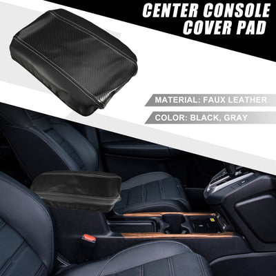 Harfington Car Center Console Seat Armrest Cover Interior Protective Lid Storage Covers Trim for Toyota Venza 2021-2023 Carbon Fiber Pattern Black Gray