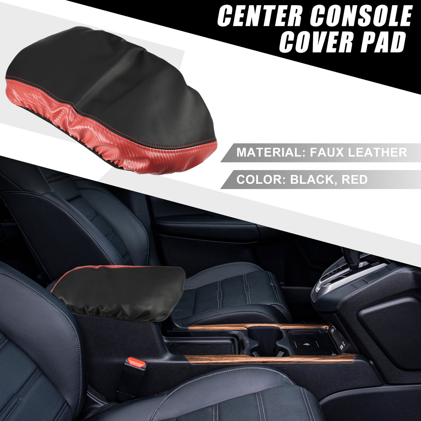 A ABSOPRO Car Center Console Seat Armrest Cover Interior Protective Lid Storage Covers Trim for Toyota Camry 2018-2023 Black Red