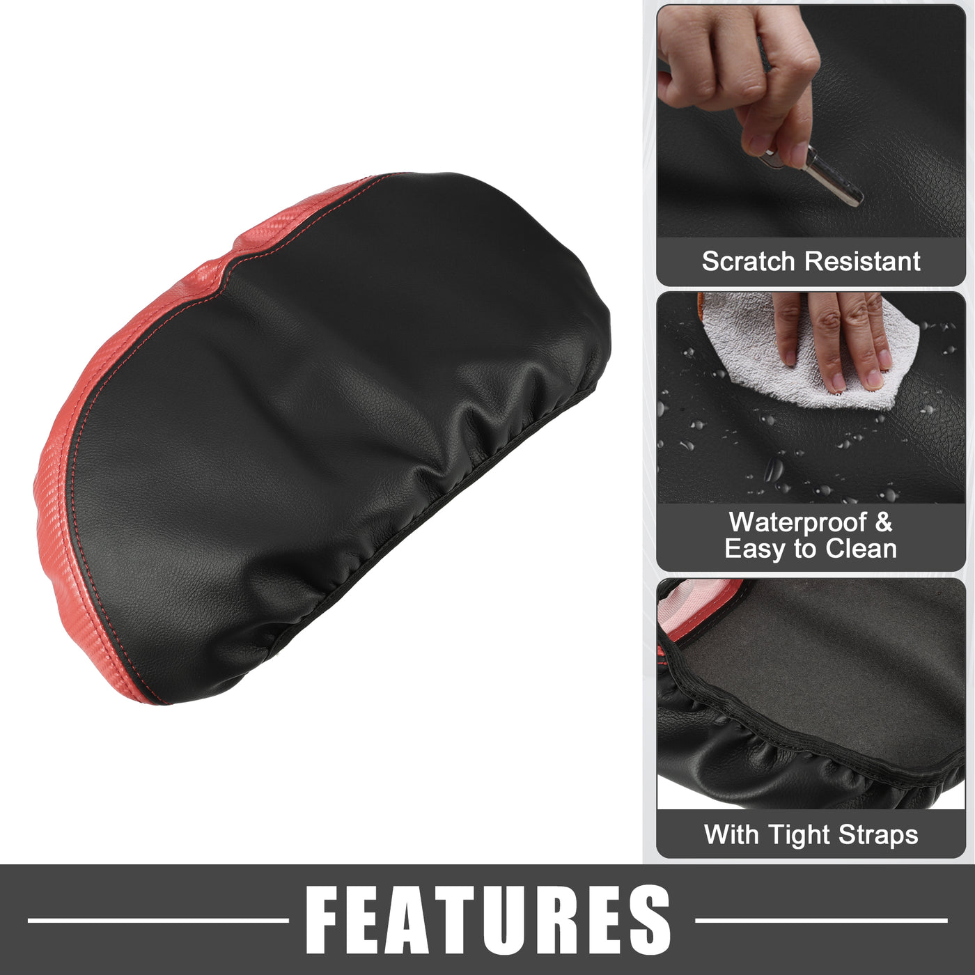 A ABSOPRO Car Center Console Seat Armrest Cover Interior Protective Lid Storage Covers Trim for Toyota Camry 2018-2023 Black Red