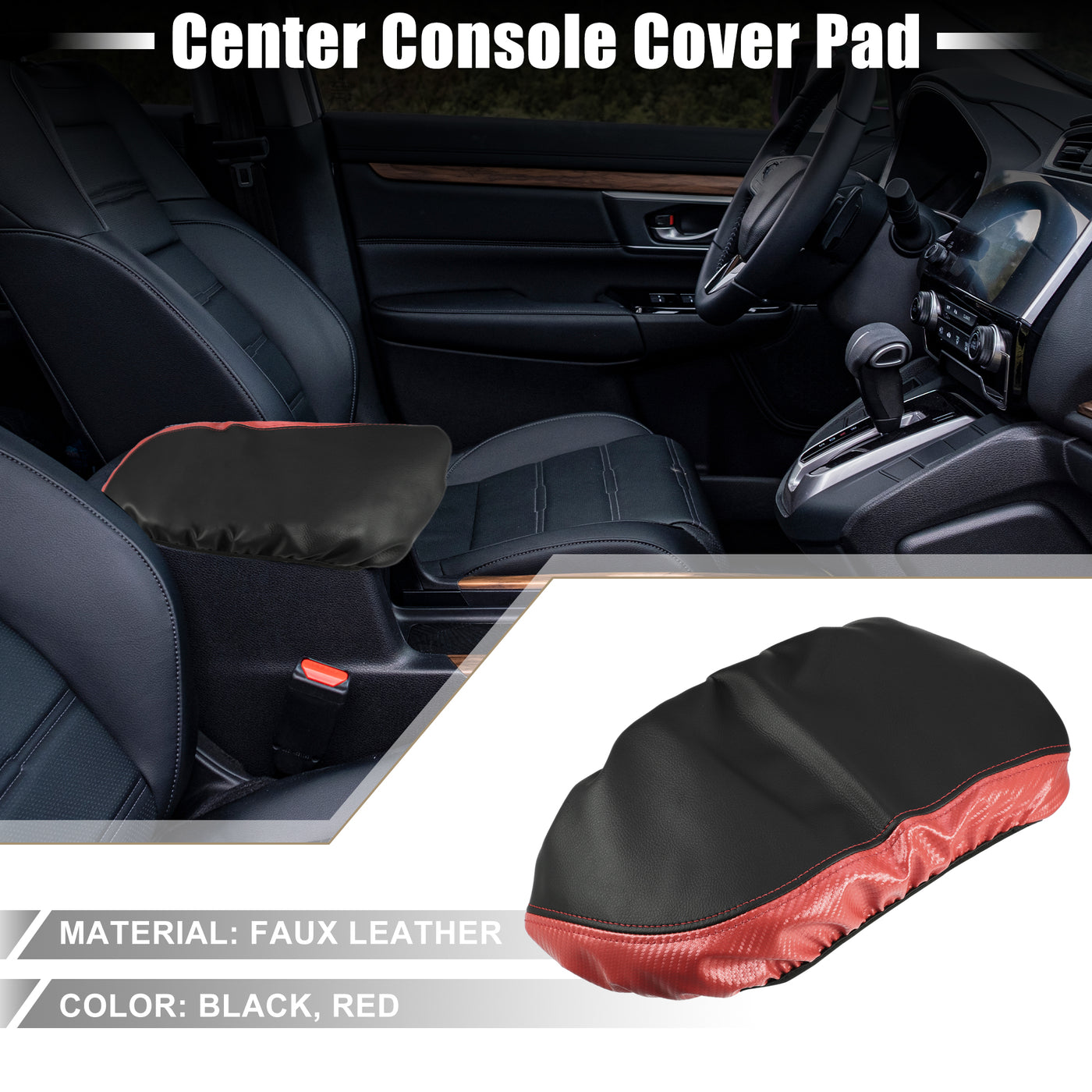 A ABSOPRO Car Center Console Seat Armrest Cover Interior Protective Lid Storage Covers Trim for Toyota Camry 2018-2023 Black Red