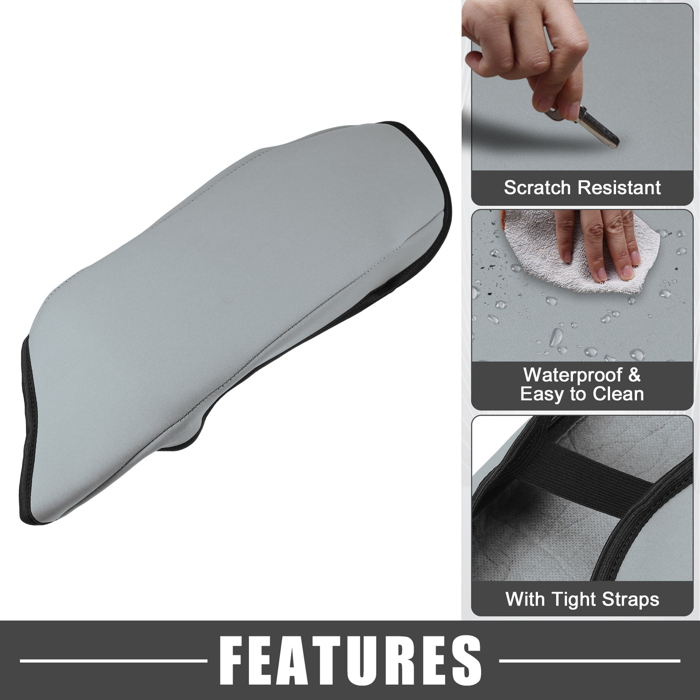 A ABSOPRO Car Center Console Seat Armrest Cover Interior Protective Lid Storage Covers Trim for Toyota CHR 2018-2023 Gray