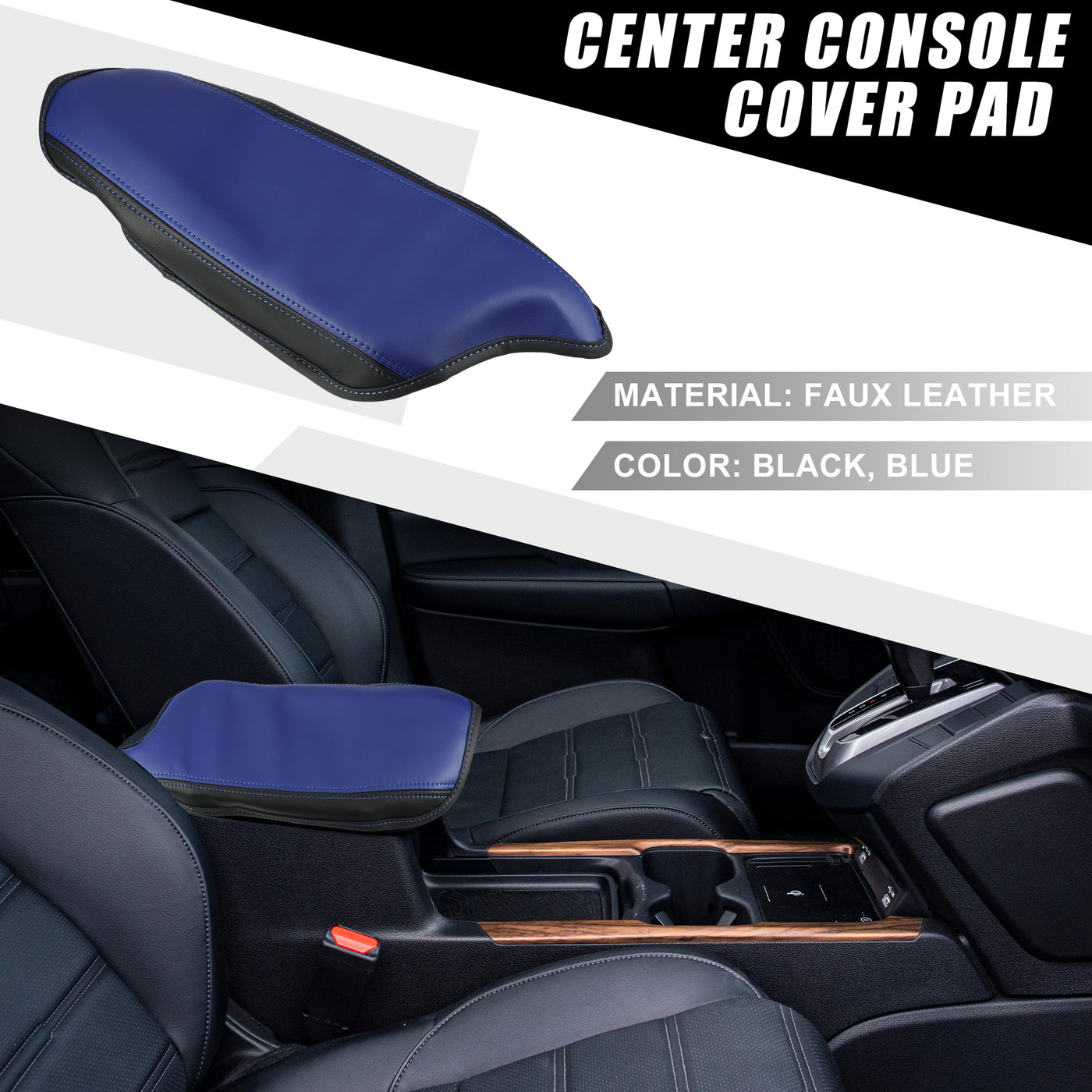 A ABSOPRO Car Center Console Seat Armrest Cover Interior Protective Lid Storage Covers Trim for Toyota CHR 2018-2023 Blue Black