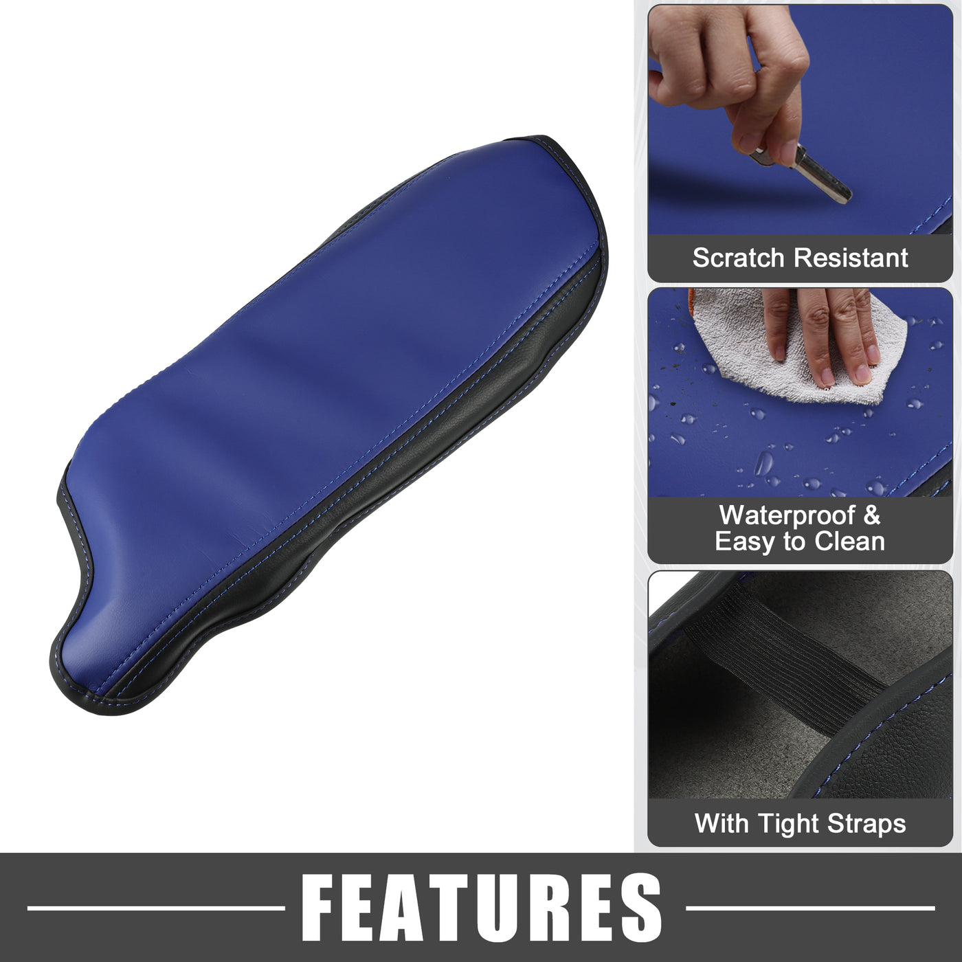 A ABSOPRO Car Center Console Seat Armrest Cover Interior Protective Lid Storage Covers Trim for Toyota CHR 2018-2023 Blue Black