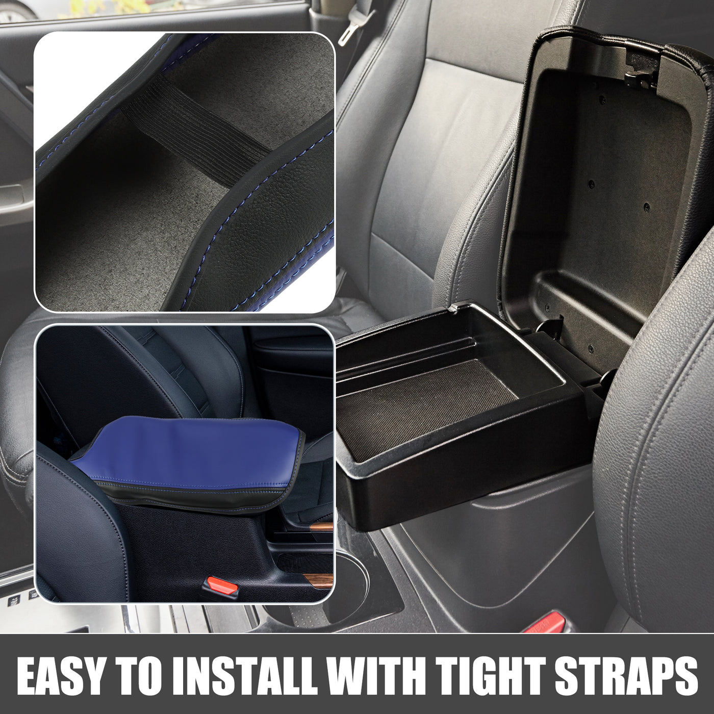 A ABSOPRO Car Center Console Seat Armrest Cover Interior Protective Lid Storage Covers Trim for Toyota CHR 2018-2023 Blue Black