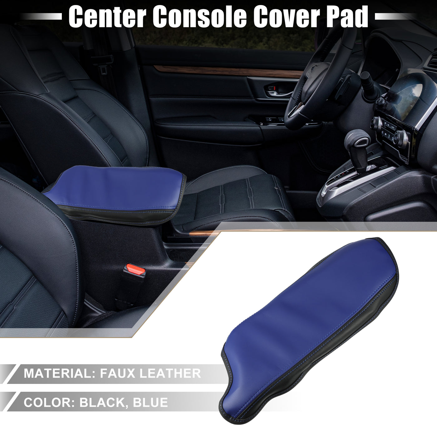 A ABSOPRO Car Center Console Seat Armrest Cover Interior Protective Lid Storage Covers Trim for Toyota CHR 2018-2023 Blue Black