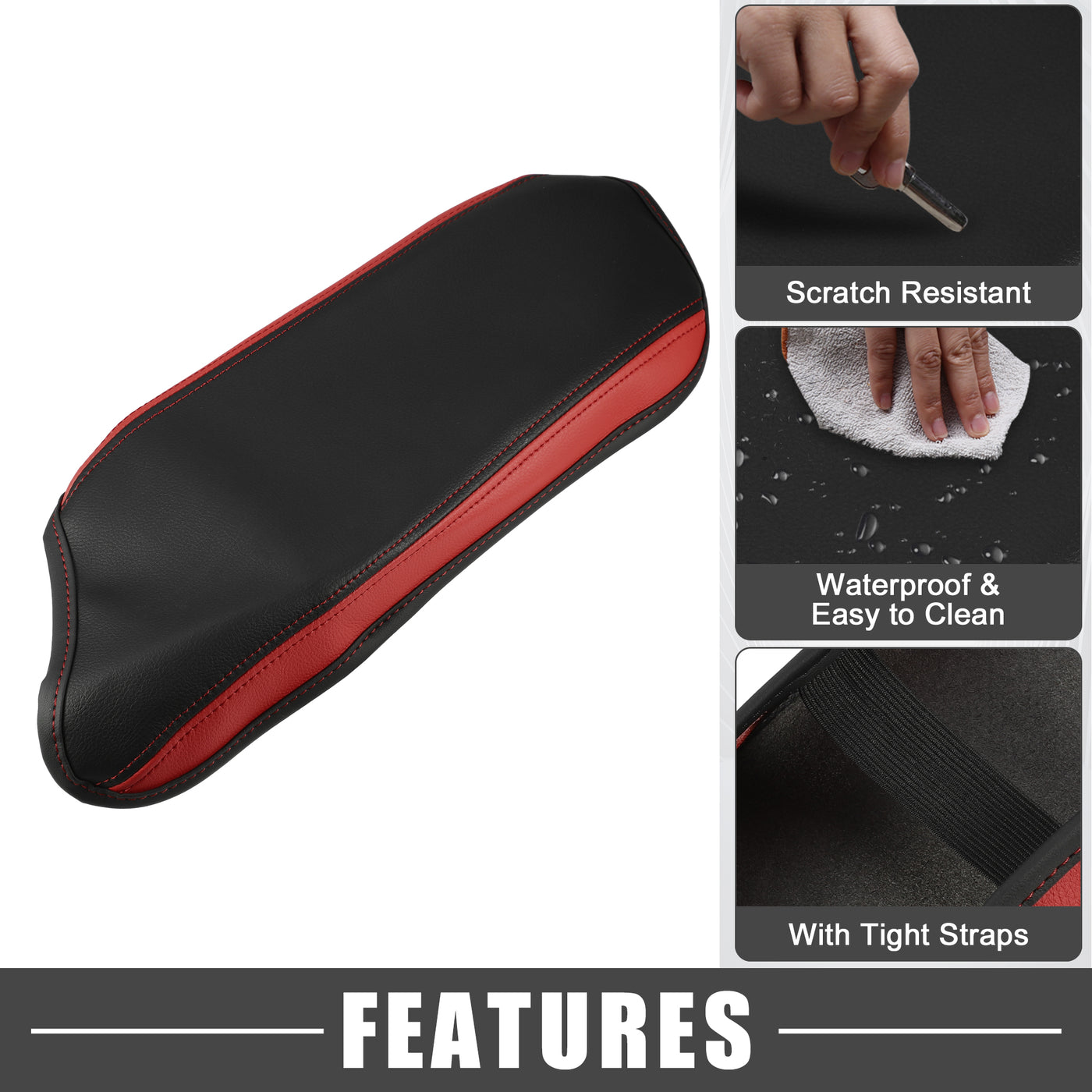 A ABSOPRO Car Center Console Seat Armrest Cover Interior Protective Lid Storage Covers Trim for Toyota CHR 2018-2023 Black Red