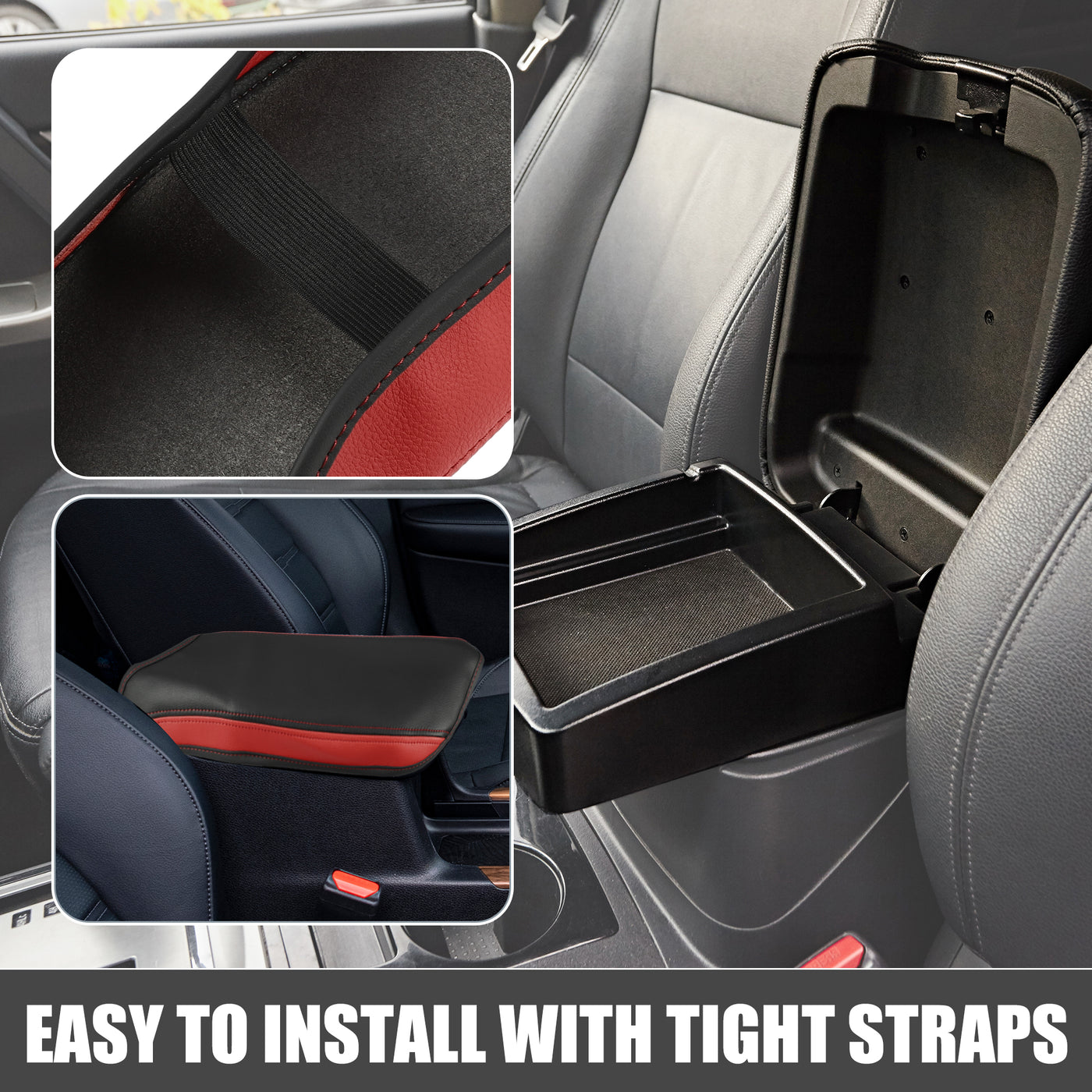 A ABSOPRO Car Center Console Seat Armrest Cover Interior Protective Lid Storage Covers Trim for Toyota CHR 2018-2023 Black Red