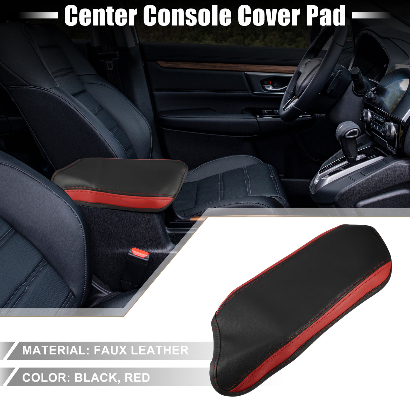 A ABSOPRO Car Center Console Seat Armrest Cover Interior Protective Lid Storage Covers Trim for Toyota CHR 2018-2023 Black Red