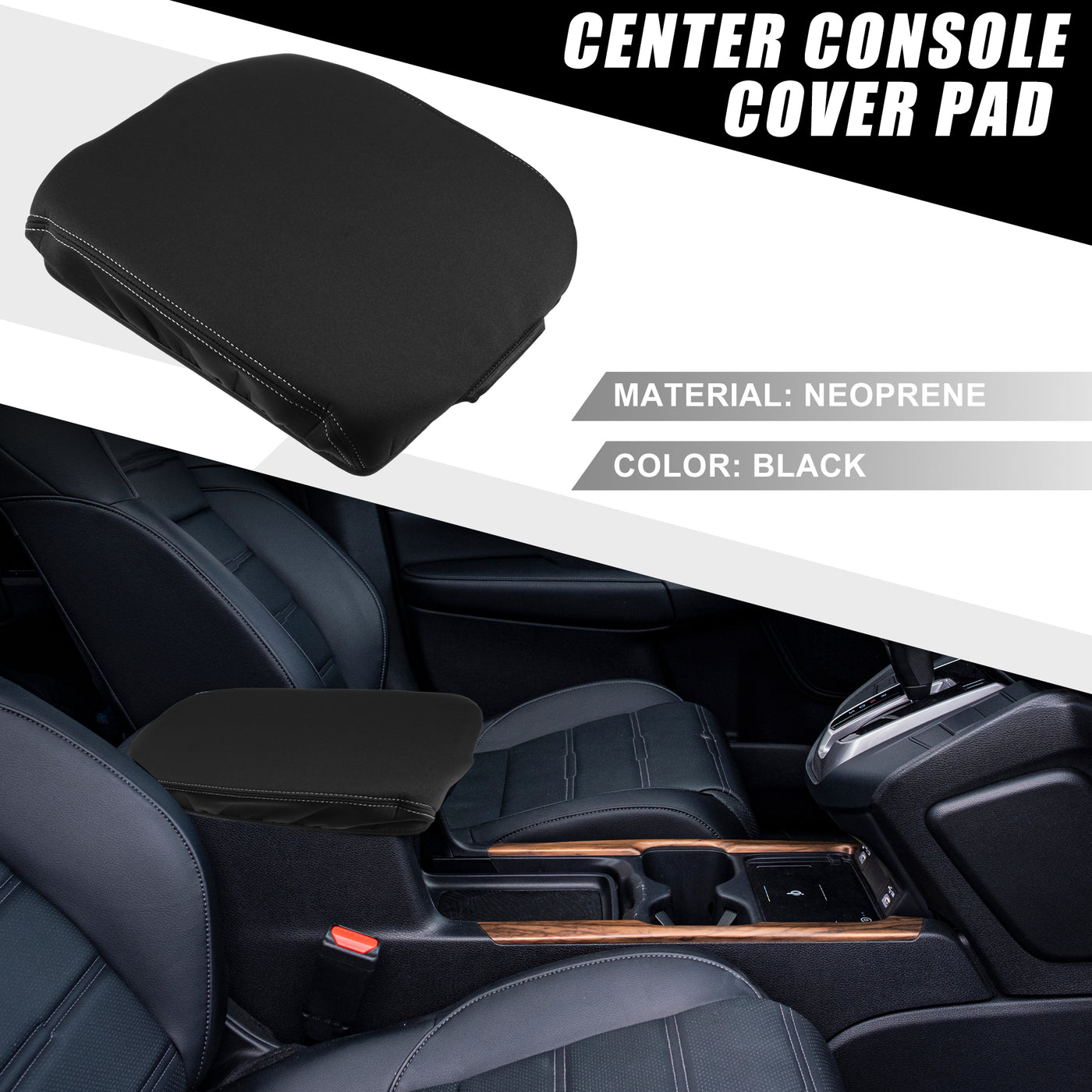 A ABSOPRO Car Center Console Seat Armrest Cover Interior Protective Lid Storage Covers Trim for Toyota Land Cruiser 2008-2021 Black Gray Line