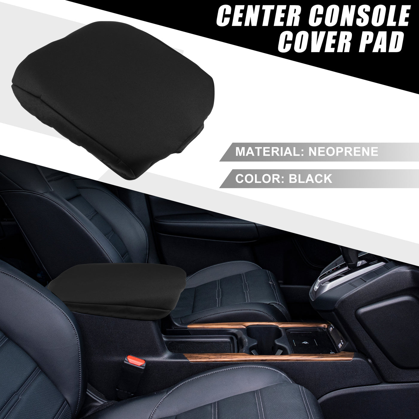 A ABSOPRO Car Center Console Seat Armrest Cover Interior Protective Lid Storage Covers Trim for Toyota Land Cruiser 2008-2021 Black