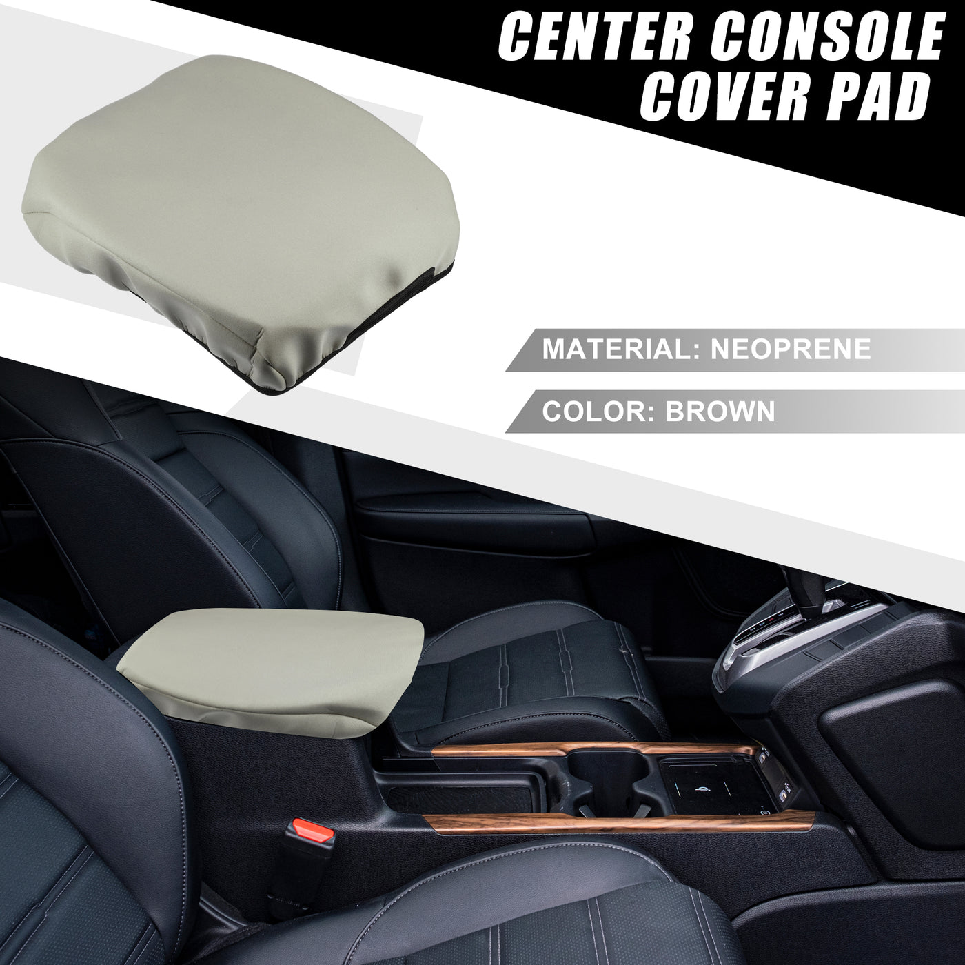 A ABSOPRO Car Center Console Seat Armrest Cover Interior Protective Lid Storage Covers Trim for Toyota Land Cruiser 2008-2021 Brown