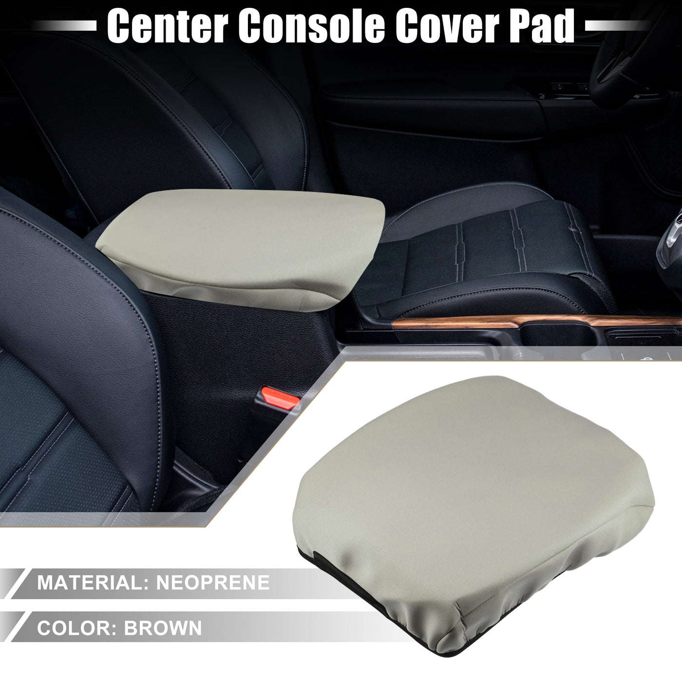 A ABSOPRO Car Center Console Seat Armrest Cover Interior Protective Lid Storage Covers Trim for Toyota Land Cruiser 2008-2021 Brown