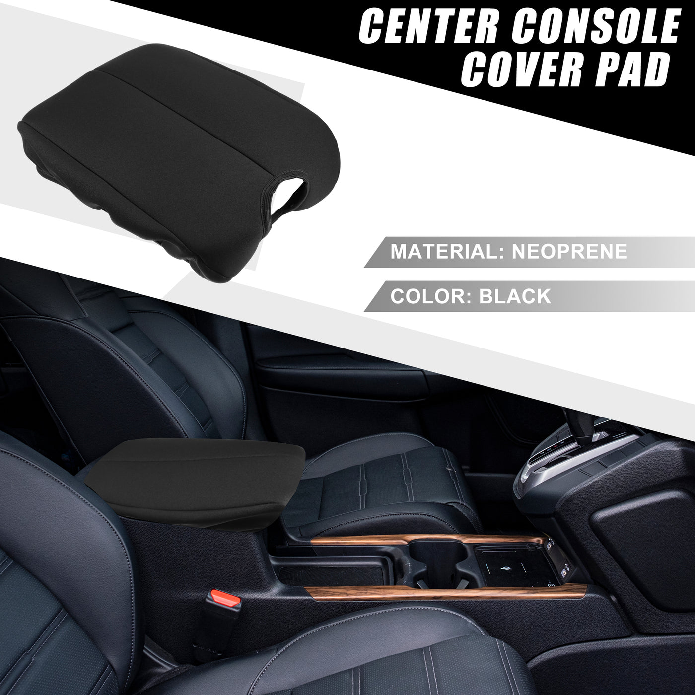 A ABSOPRO Car Center Console Seat Armrest Cover Interior Protective Lid Storage Covers Trim for Honda Accord 2008-2012 Black