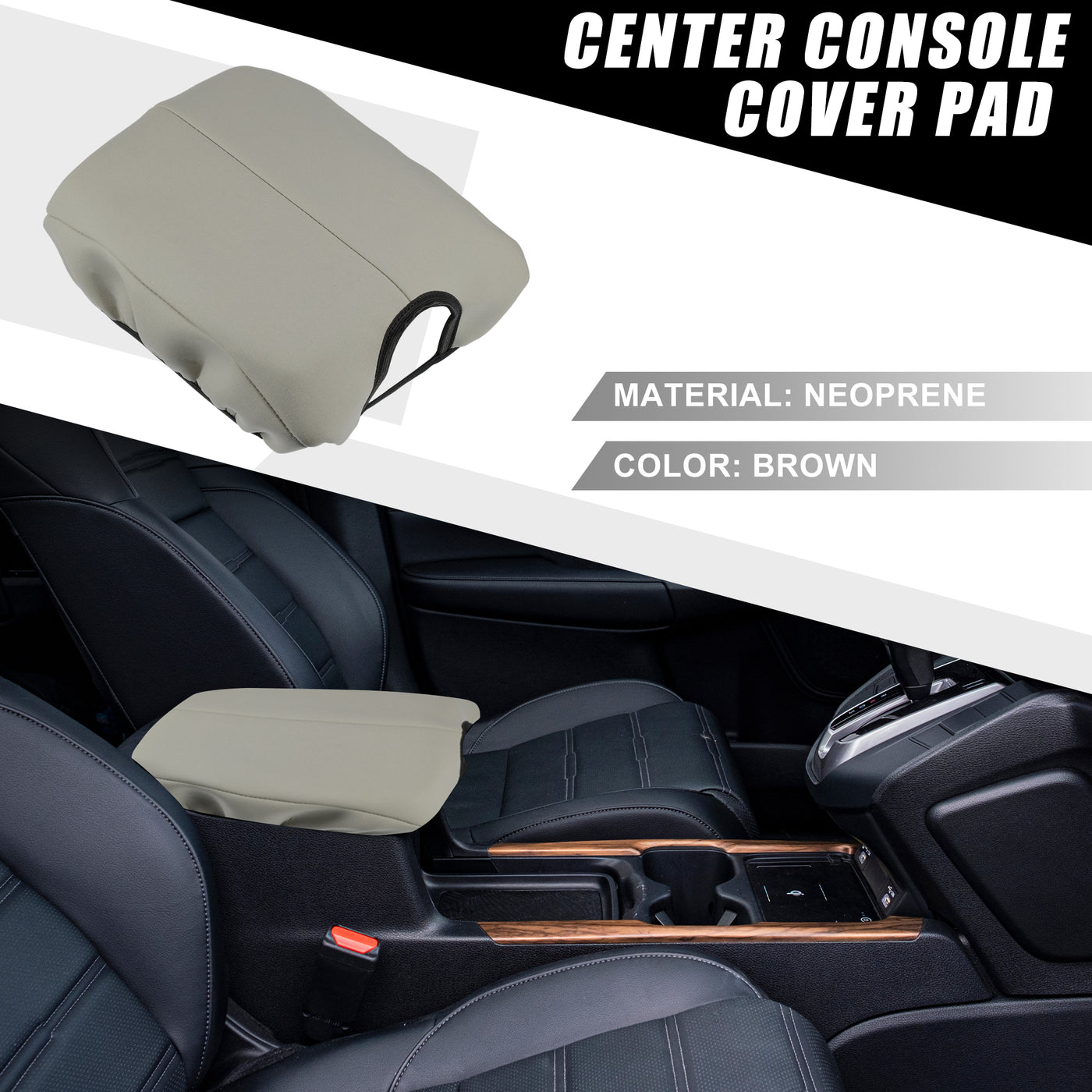 A ABSOPRO Car Center Console Seat Armrest Cover Interior Protective Lid Storage Covers Trim for Honda Accord 2008-2012 Brown