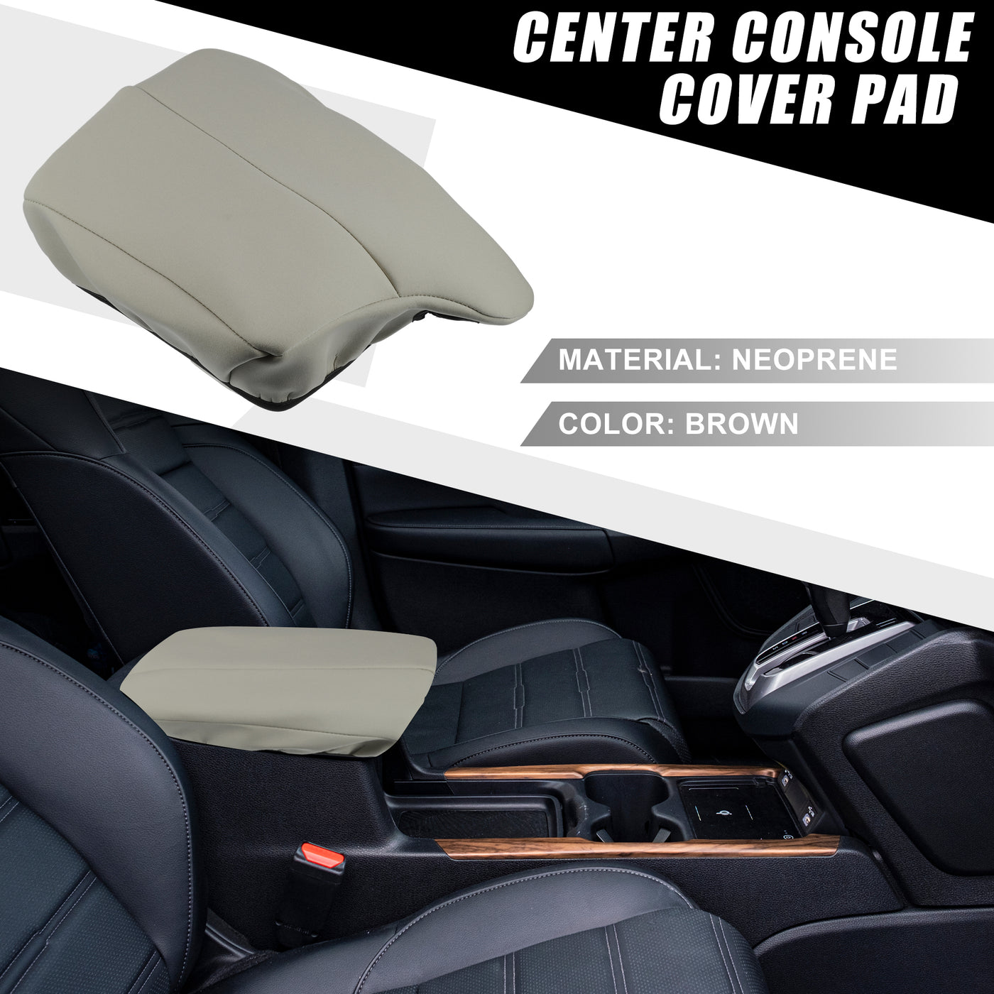 A ABSOPRO Car Center Console Seat Armrest Cover Interior Protective Lid Storage Covers Trim for Honda Accord 2013-2017 Brown