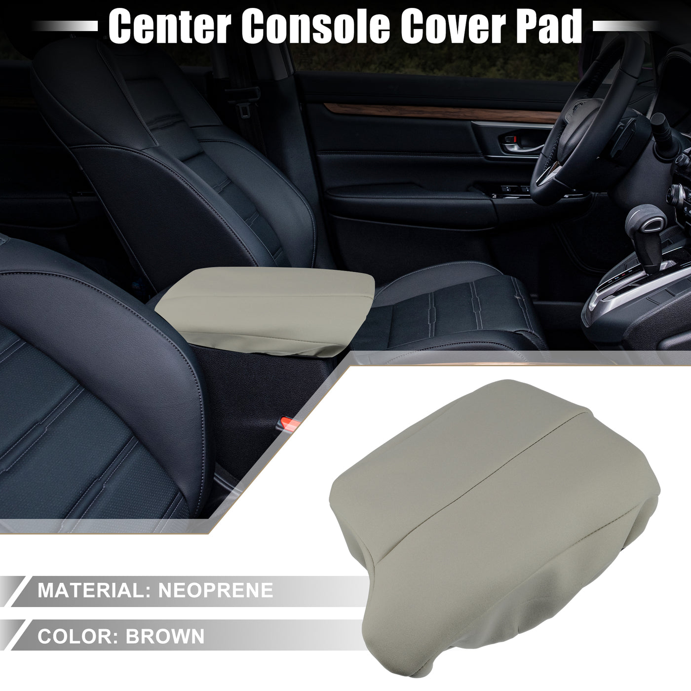 A ABSOPRO Car Center Console Seat Armrest Cover Interior Protective Lid Storage Covers Trim for Honda Accord 2013-2017 Brown