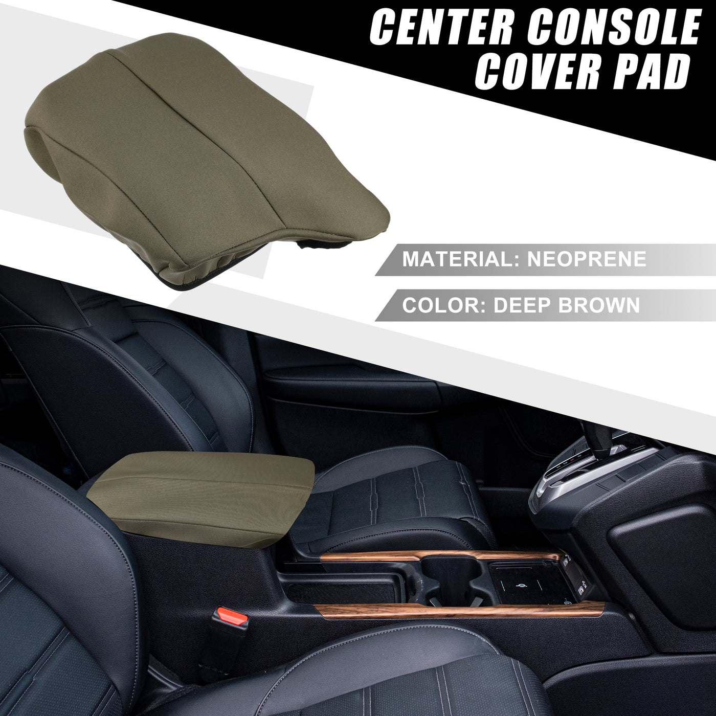 A ABSOPRO Car Center Console Seat Armrest Cover Interior Protective Lid Storage Covers Trim for Honda Accord 2013-2017 Deep Brown