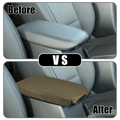 Harfington Center Console Seat Armrest Cover - Car Inner Seat Armrest Lid Storage Covers Trim - for Toyota Tacoma 2016-2022 Neoprene Fabric Deep Brown - 1 Pc