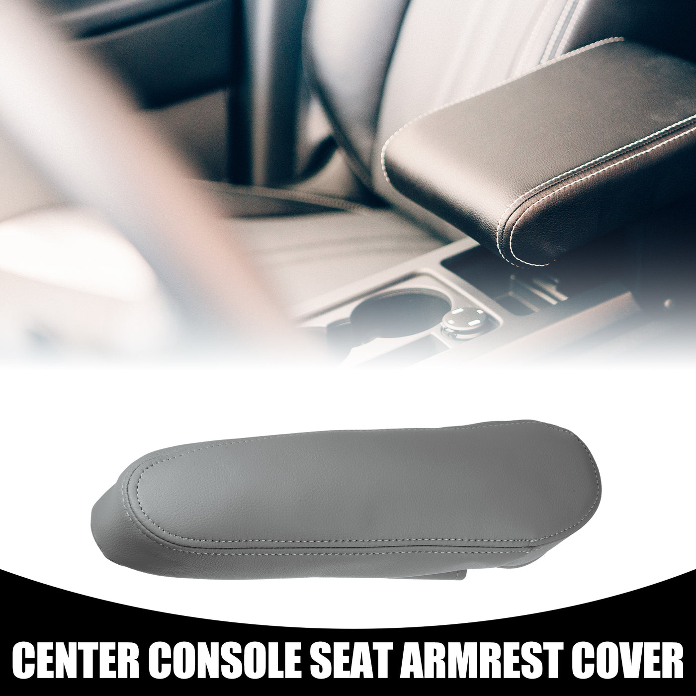 Partuto Center Console Seat Armrest Cover - Car Passenger Side Seat Armrest Lid Storage Covers Trim - for Toyota Sequoia 2001-2007 Faux Leather Gray - 1 Pc