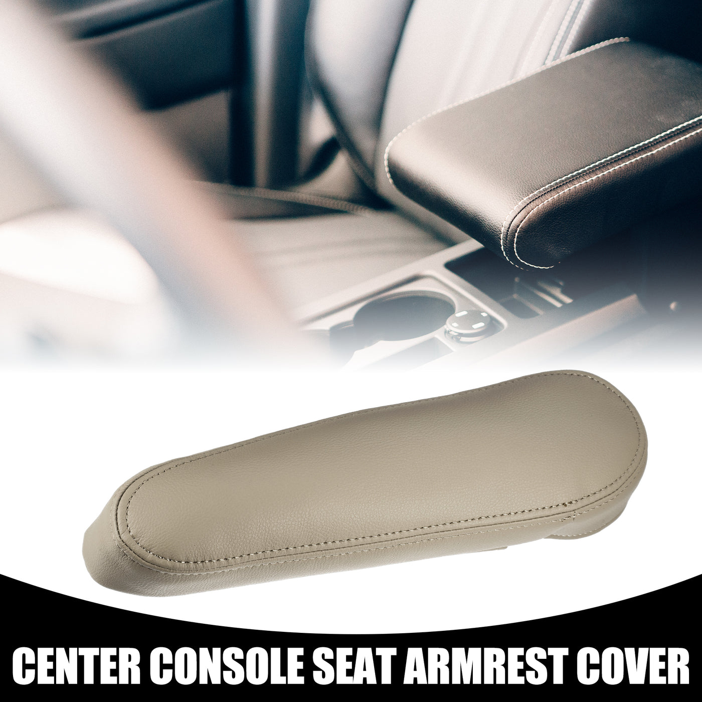 Partuto Center Console Seat Armrest Cover - Car Driver Side Seat Armrest Lid Storage Covers Trim - for Toyota Sequoia 2001-2007 Faux Leather Beige - 1 Pc