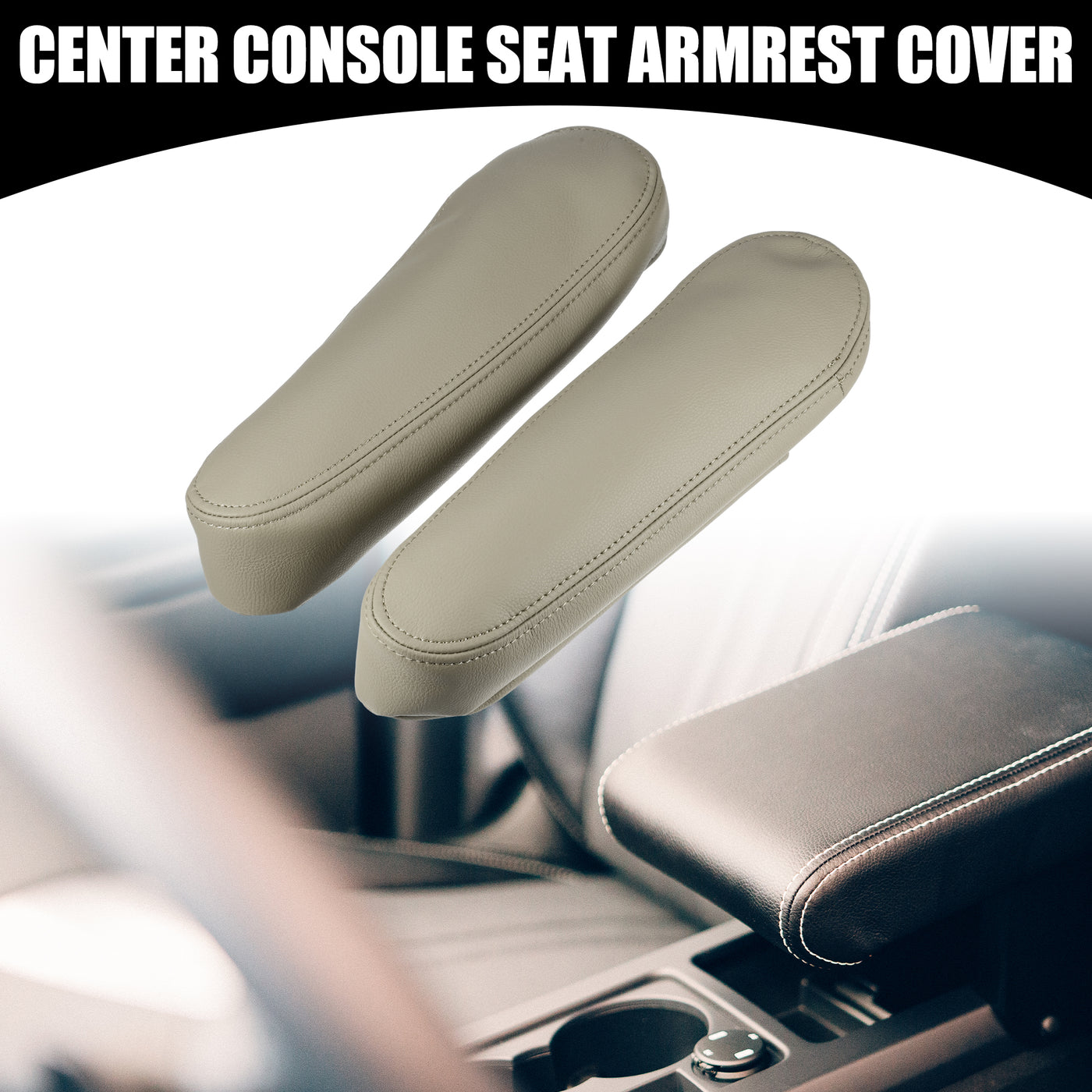 Partuto Center Console Seat Armrest Cover - Car Inner Seat Armrest Lid Storage Covers Trim - for Toyota Sequoia 2001-2007 Faux Leather Beige - 1 Pair