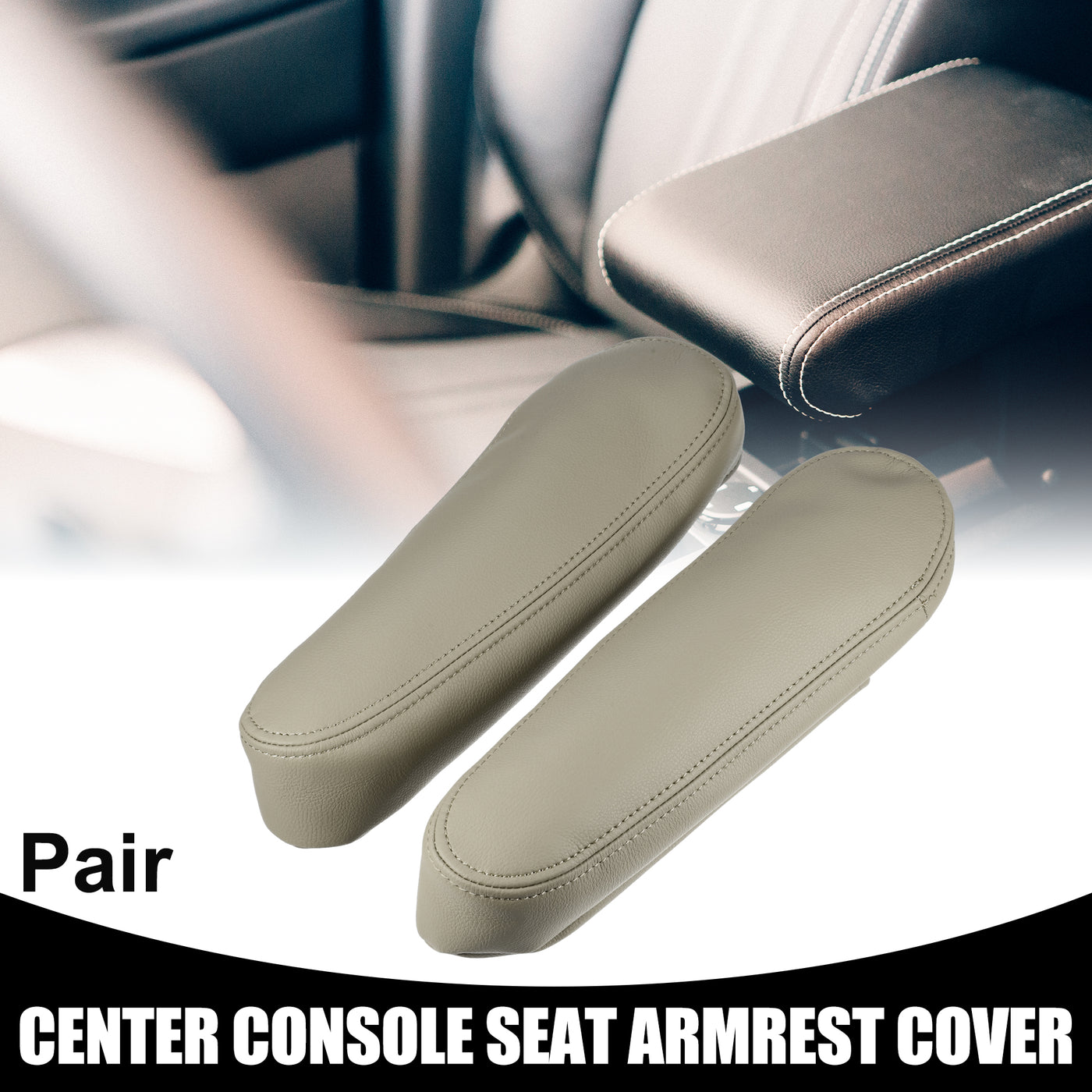 Partuto Center Console Seat Armrest Cover - Car Inner Seat Armrest Lid Storage Covers Trim - for Toyota Sequoia 2001-2007 Faux Leather Beige - 1 Pair