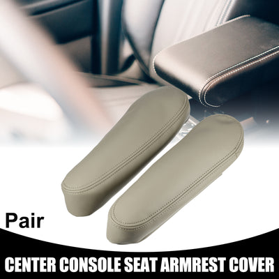 Harfington Center Console Seat Armrest Cover - Car Inner Seat Armrest Lid Storage Covers Trim - for Toyota Sequoia 2001-2007 Faux Leather Beige - 1 Pair