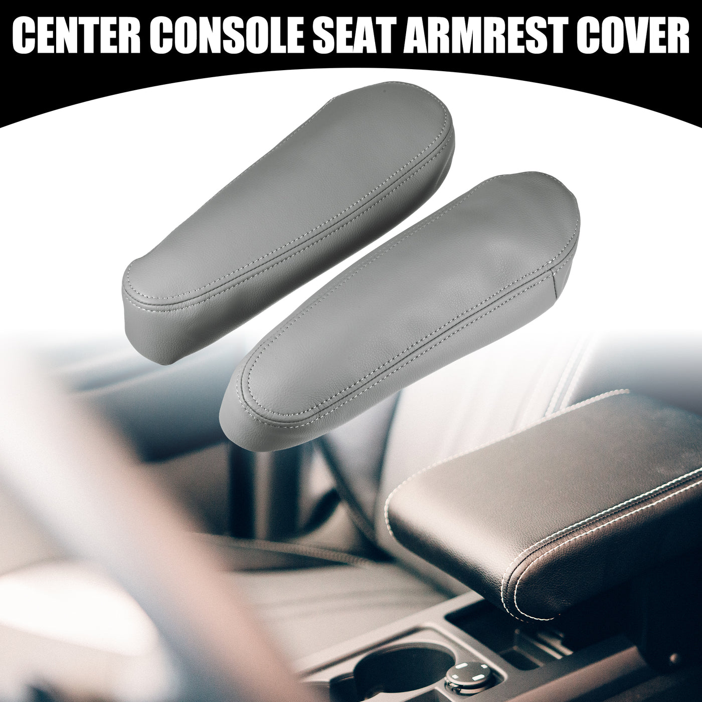 Partuto Center Console Seat Armrest Cover - Car Inner Seat Armrest Lid Storage Covers Trim - for Toyota Sequoia 2001-2007 Faux Leather Gray - 1 Pair