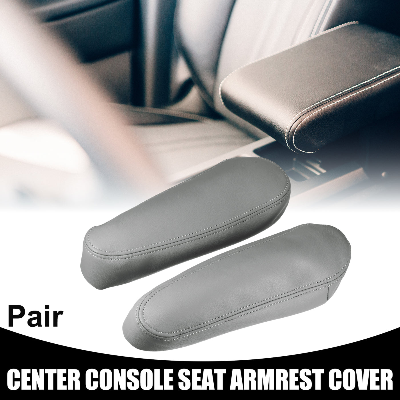 Partuto Center Console Seat Armrest Cover - Car Inner Seat Armrest Lid Storage Covers Trim - for Toyota Sequoia 2001-2007 Faux Leather Gray - 1 Pair