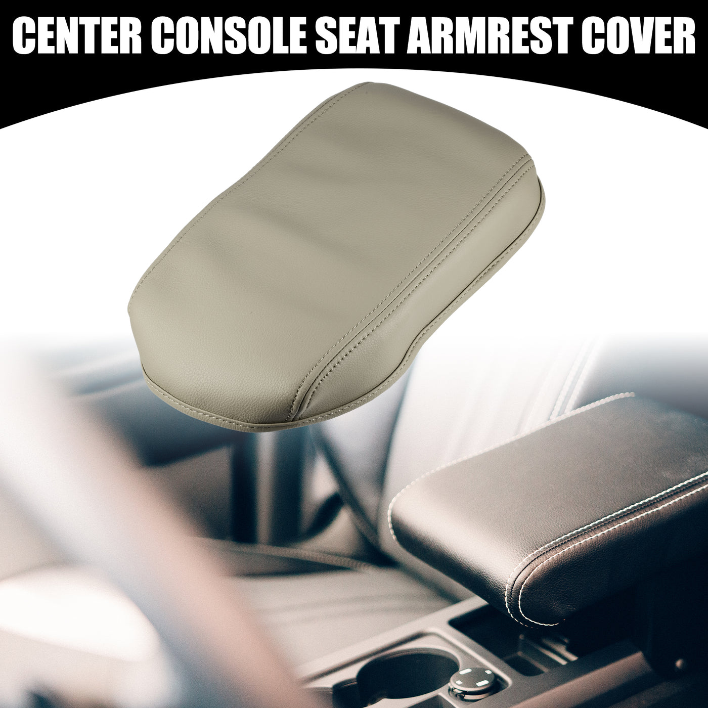 Partuto Center Console Seat Armrest Cover - Car Inner Seat Armrest Lid Storage Covers Trim - for Toyota RAV4 2014-2018 Faux Leather Beige - 1 Pc