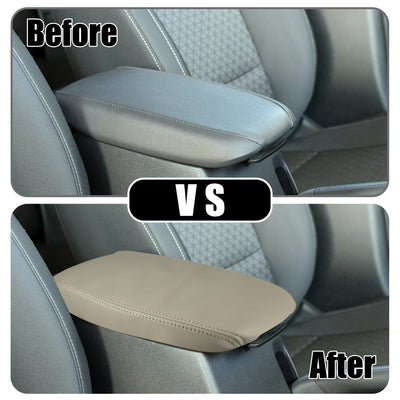 Harfington Center Console Seat Armrest Cover - Car Inner Seat Armrest Lid Storage Covers Trim - for Toyota RAV4 2014-2018 Faux Leather Beige - 1 Pc