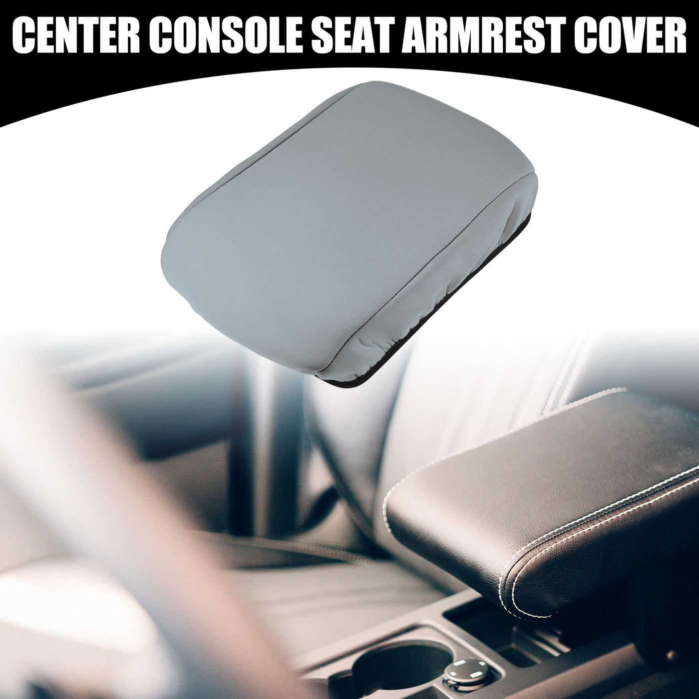 Partuto Center Console Seat Armrest Cover - Car Inner Seat Armrest Lid Storage Covers Trim - for Toyota RAV4 2014-2018 Neoprene Fabric Gray - 1 Pc