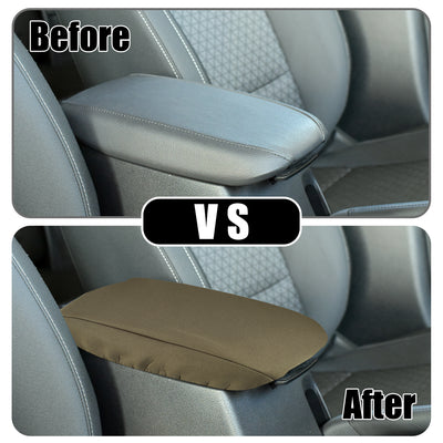 Harfington Center Console Seat Armrest Cover - Car Inner Seat Armrest Lid Storage Covers Trim - for Toyota RAV4 2014-2018 Neoprene Fabric Deep Brown - 1 Pc